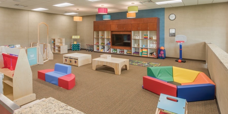 Play area at a gym with childcare